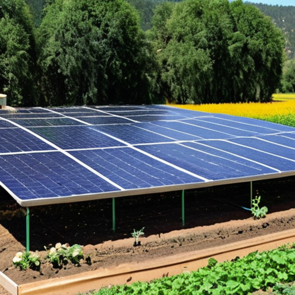 **
"A lush organic farm with diverse crops, utilizing drip irrigation. Focus on healthy soil, happy pollinators (bees, butterflies), and a clear water source nearby. Solar panels power the farm. fully clothed farmers are working. safe for work, appropriate content, professional, modest, family-friendly, perfect anatomy, correct proportions, natural pose, well-formed hands, proper finger count, natural body proportions, high quality, detailed."
**