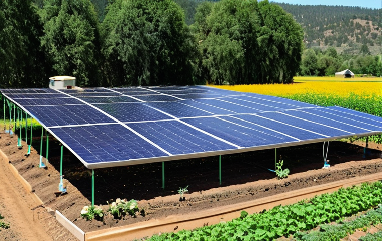 **

"A lush organic farm with diverse crops, utilizing drip irrigation. Focus on healthy soil, happy pollinators (bees, butterflies), and a clear water source nearby. Solar panels power the farm. fully clothed farmers are working. safe for work, appropriate content, professional, modest, family-friendly, perfect anatomy, correct proportions, natural pose, well-formed hands, proper finger count, natural body proportions, high quality, detailed."

**