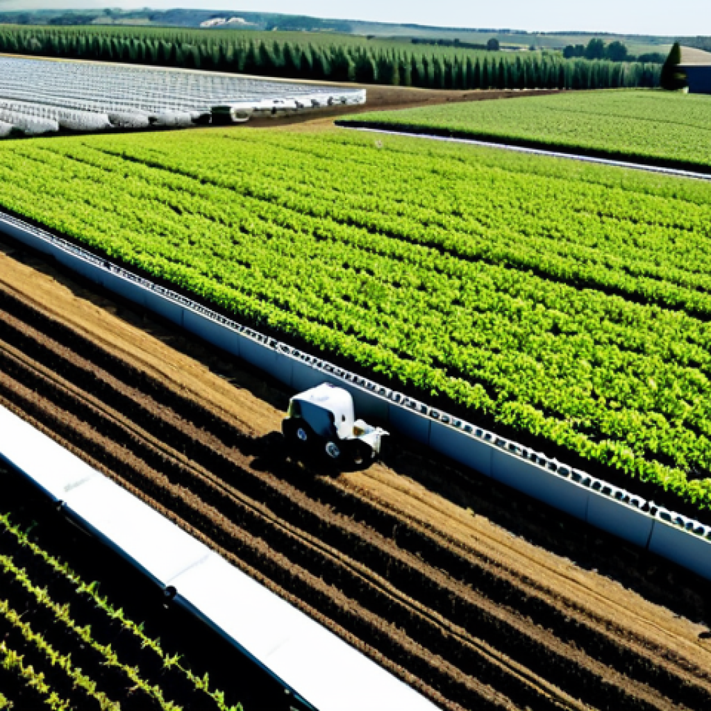 Automated Farming Scene**
"A modern, fully automated farm with robots harvesting crops in a sunny field, drones monitoring the fields from above, smart greenhouses in the background, professional photography, perfect anatomy, correct proportions, natural pose, appropriate content, fully clothed, safe for work, professional, family-friendly, high quality, well-formed hands, proper finger count, natural body proportions, modest."
**