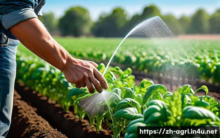 농업 스마트 센서 응용 - A modern agricultural field scene showcasing smart sensors embedded in the soil, measuring moisture,...